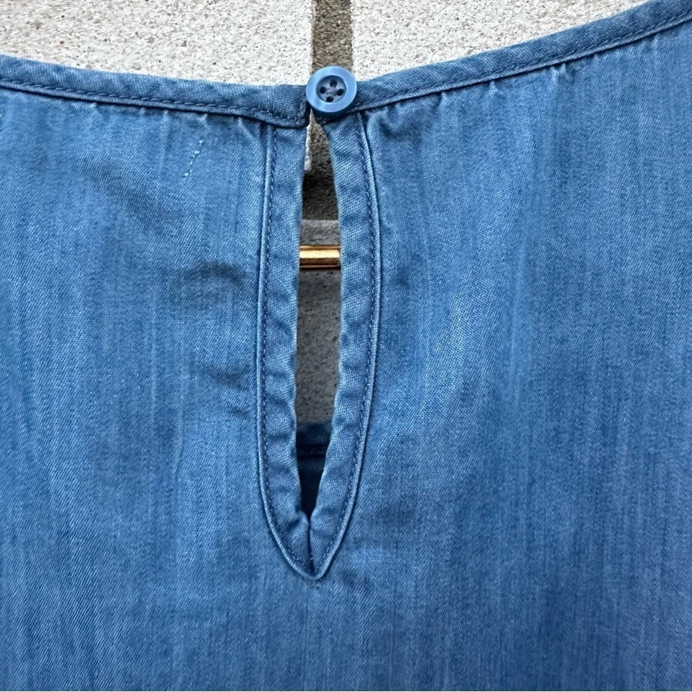 Maurices Chambray Pleated Flutter Sleeve Tank Lyocell Denim Blouse 0X NWT - Picture 5 of 11